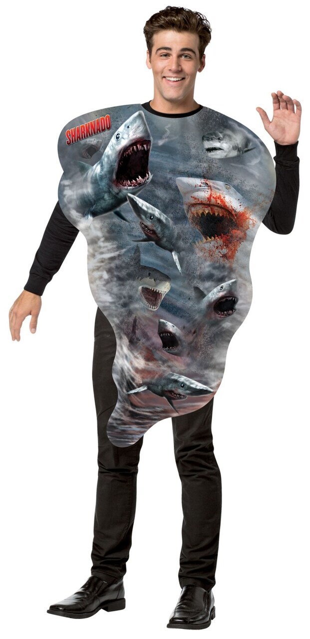 The Costume Center Blue and Red Sharknado Get Real Men Adult Halloween Costume - One Size